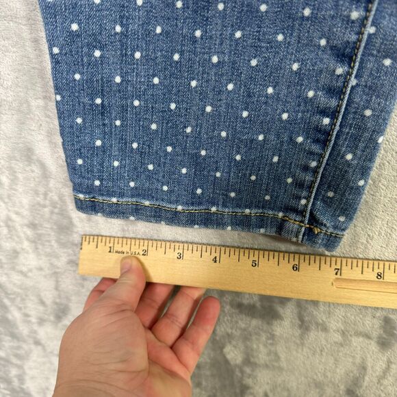 Chicos Plantium Jeans Womens XS Medium Blue White Polka Dot Skimmer Stretch - Picture 11 of 11